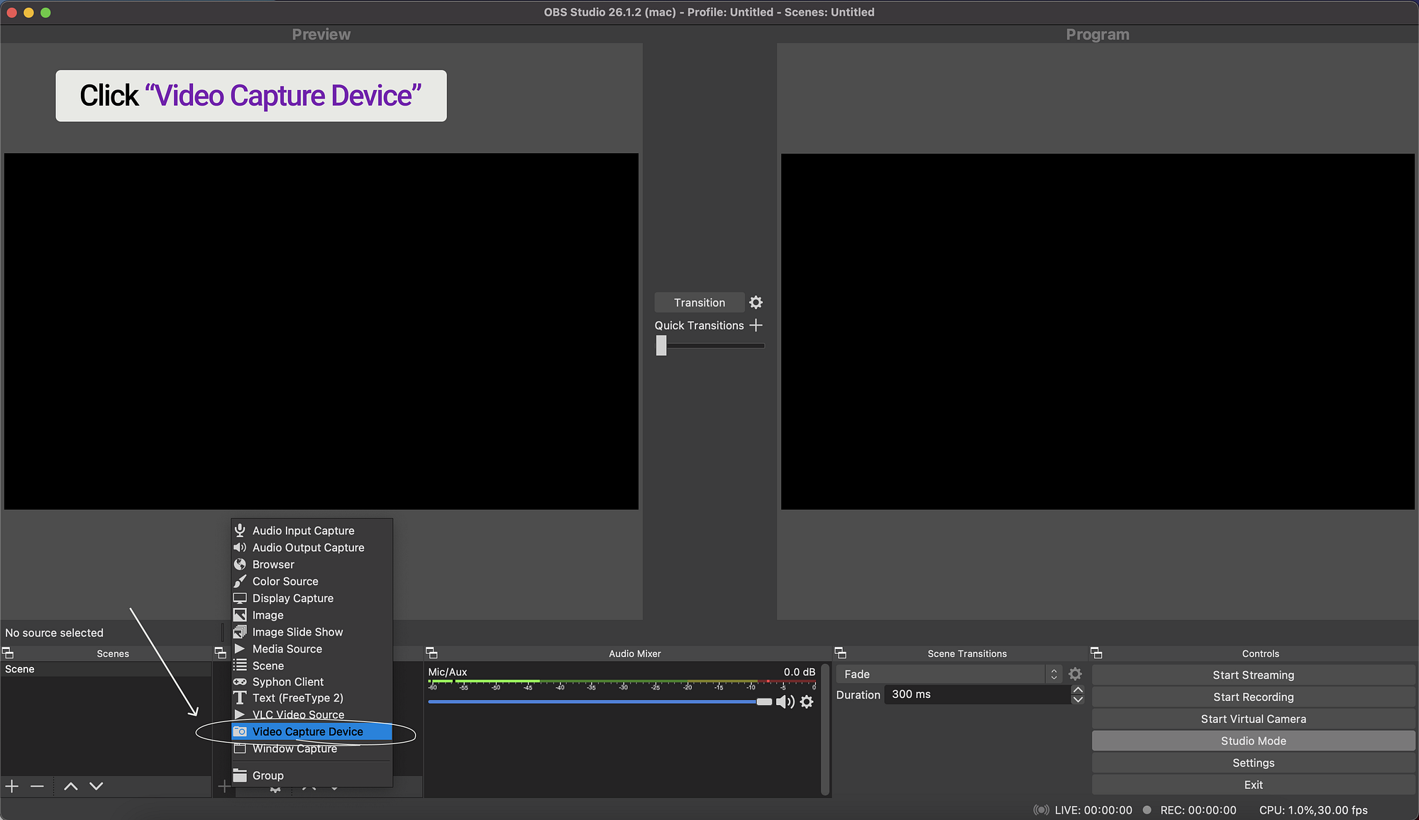 Add a video source in OBS Studio